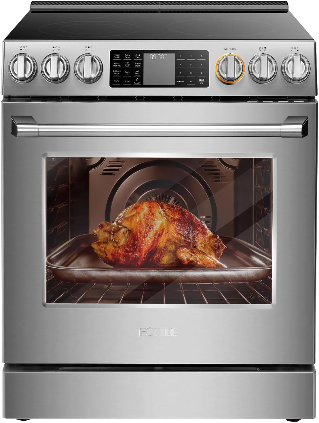 FOTILE Stainless Steel FreshBake 30" Oven, Electric Range 5 Burner Cooktop Stove - VMInnovations