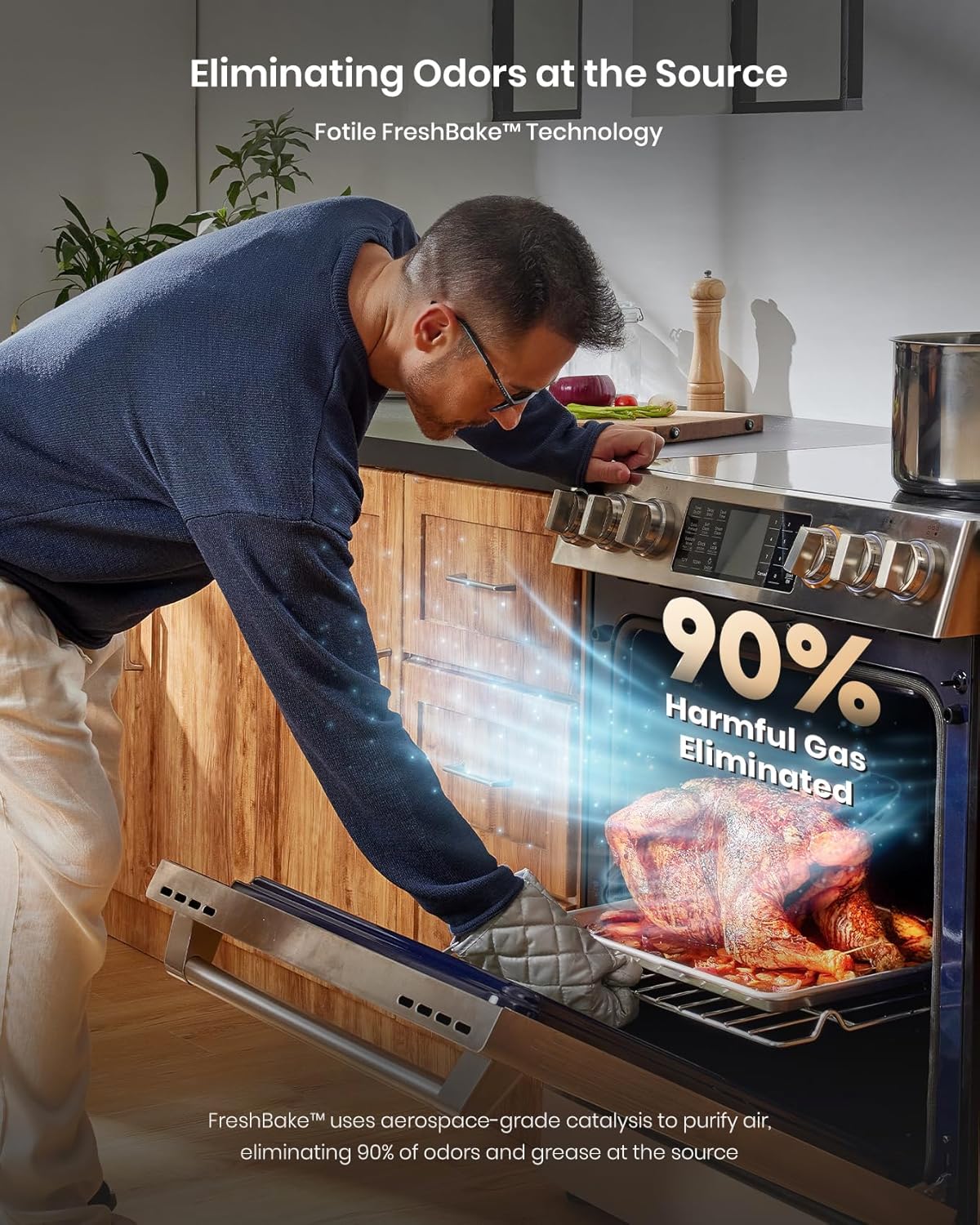 FOTILE Stainless Steel FreshBake 30" Oven, Electric Range 5 Burner Cooktop Stove - VMInnovations