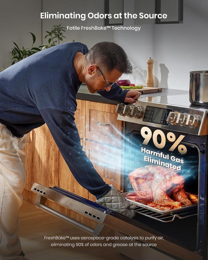 FOTILE Stainless Steel FreshBake 30" Oven, Electric Range 5 Burner Cooktop Stove - VMInnovations