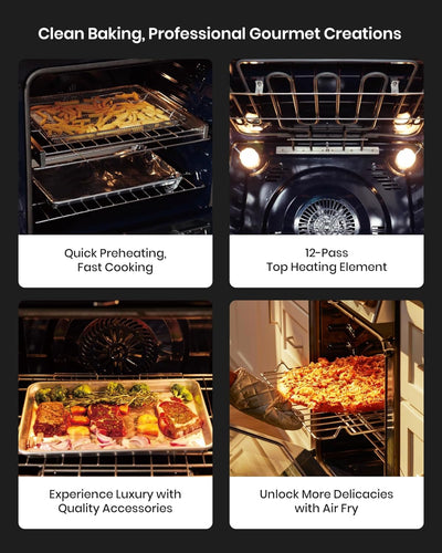 FOTILE Stainless Steel FreshBake 30" Oven, Electric Range 5 Burner Cooktop Stove - VMInnovations