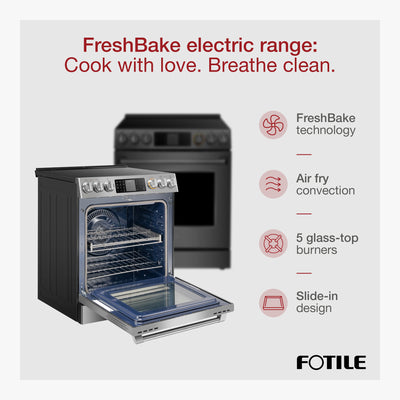 FOTILE Stainless Steel Oven, Standard 30" Electric Range 5 Burner Cooktop Stove - VMInnovations