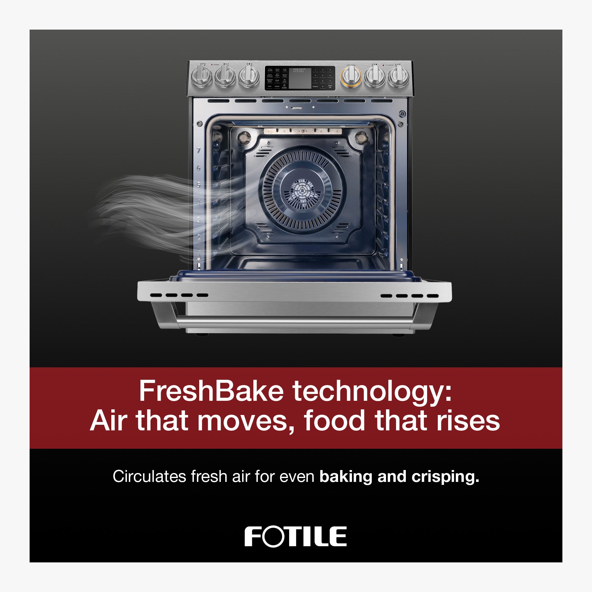 FOTILE Stainless Steel Oven, Standard 30" Electric Range 5 Burner Cooktop Stove - VMInnovations