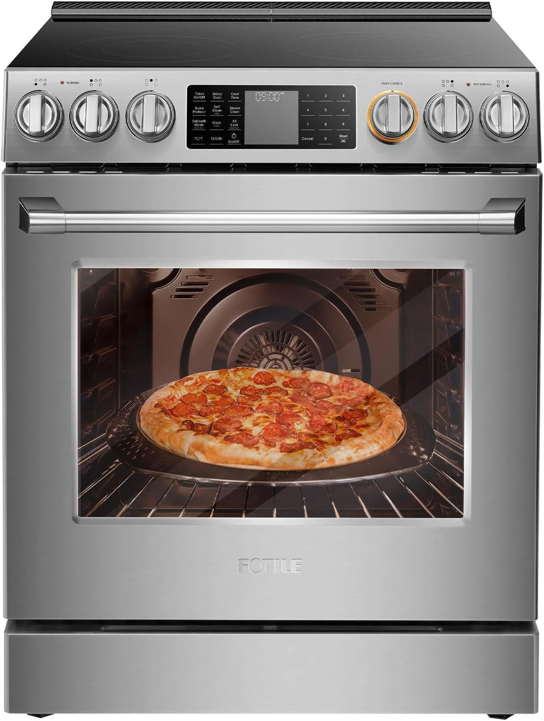 FOTILE Stainless Steel Oven, Standard 30" Electric Range 5 Burner Cooktop Stove - VMInnovations