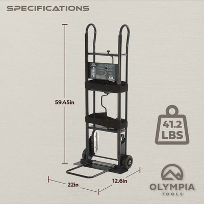 Olympia Tools 800 Lb Hand Truck with Ratchet Straps for Appliances and Furniture - VMInnovations