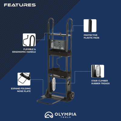 Olympia Tools 800 Lb Hand Truck with Ratchet Straps for Appliances and Furniture - VMInnovations