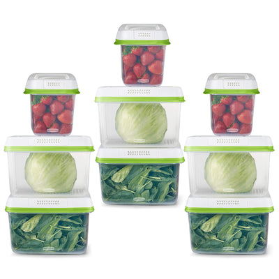 Rubbermaid FreshWorks Clear Food Storage Containers, Medium/Large, 18 Piece Set