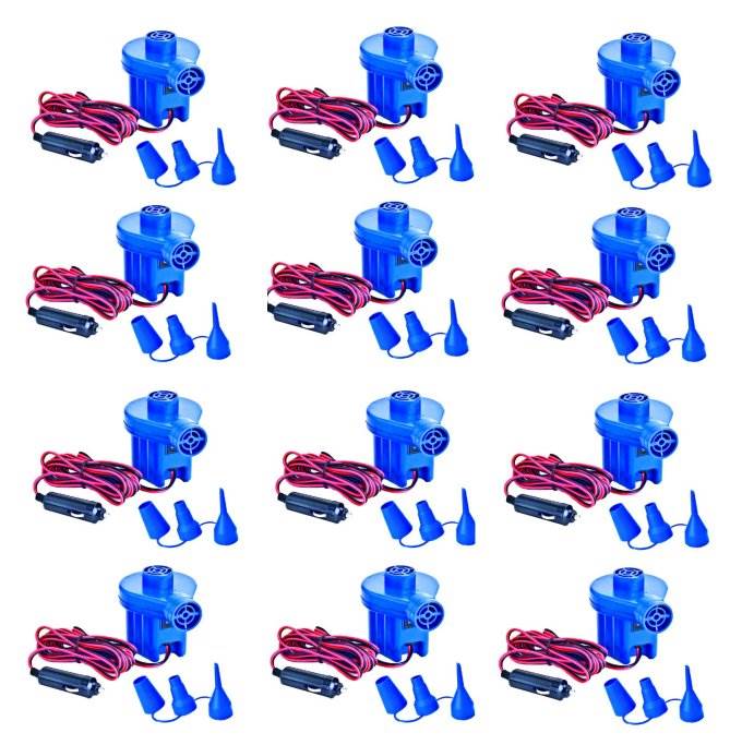 12) Swimline 19150 12 Volt Inflator Electric Air Pump Pool Inflatables w/Nozzles