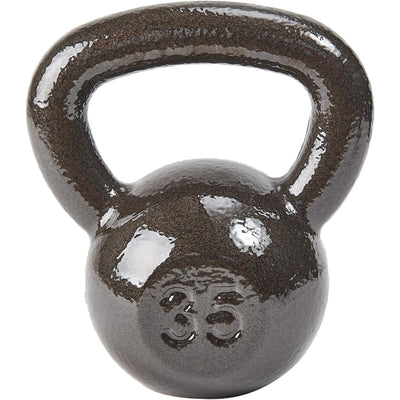 BalanceFrom Cast Iron Kettlebell for Home Gym Strength Training, 35 Lb, Grey