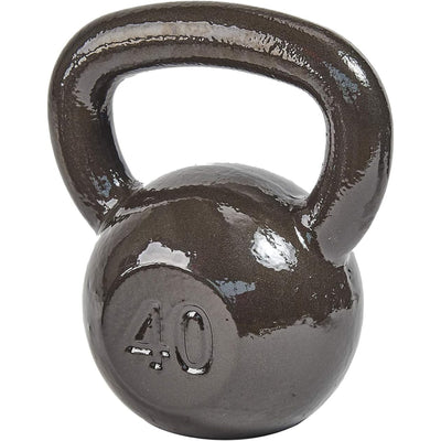 BalanceFrom Cast Iron Kettlebell for Home Gym Strength Training, 40 Lb, Grey