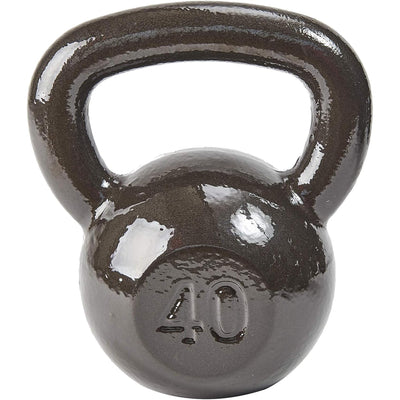 BalanceFrom Cast Iron Kettlebell for Home Gym Strength Training, 40 Lb, Grey