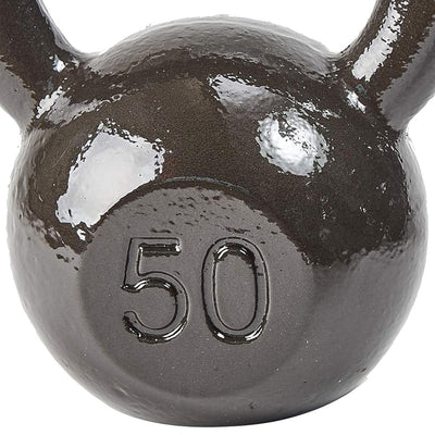 BalanceFrom Cast Iron Kettlebell for Home Gym Strength Training, 50 Lb, Grey