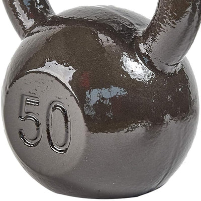 BalanceFrom Cast Iron Kettlebell for Home Gym Strength Training, 50 Lb, Grey