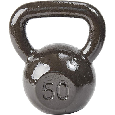 BalanceFrom Cast Iron Kettlebell for Home Gym Strength Training, 50 Lb, Grey