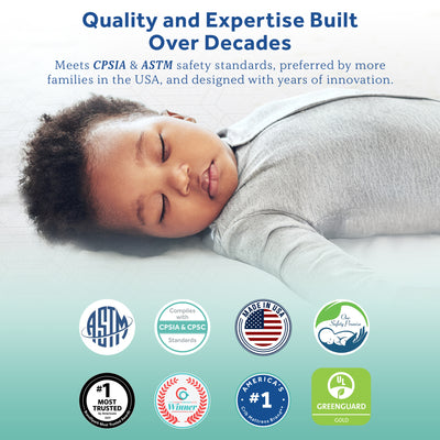 Sealy Baby 2 Stage Infant Crib Mattress Plus Toddler Bed Fit, Firm Rest, Airie