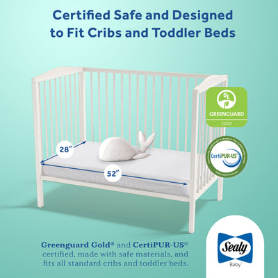 Sealy Baby 2 Stage Hybrid Infant Crib Mattress Plus Toddler Bed Fit, (Open Box)