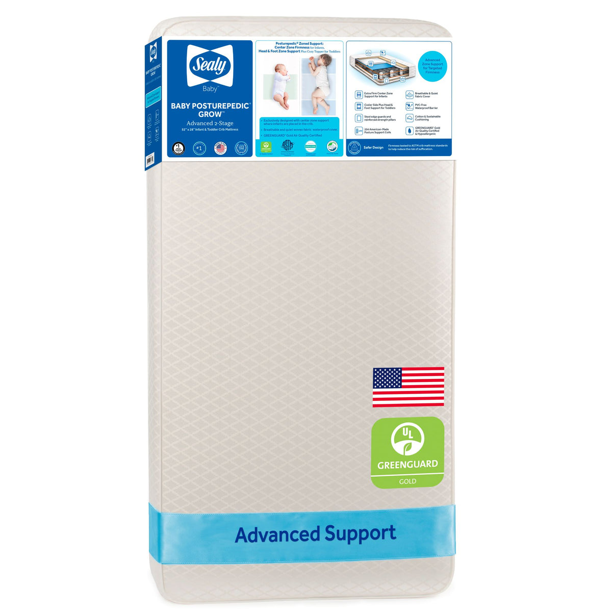 Sealy Baby 2 Stage Infant Crib Mattress Plus Toddler Bed Fit, (Open Box)