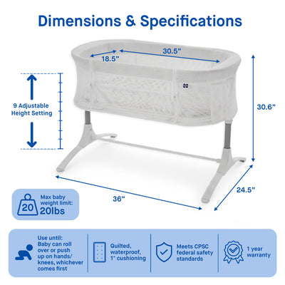 Sealy Baby Airy Dreams 2/1 Bedside Bassinet Sleeper W Breathable Mesh (Open Box)