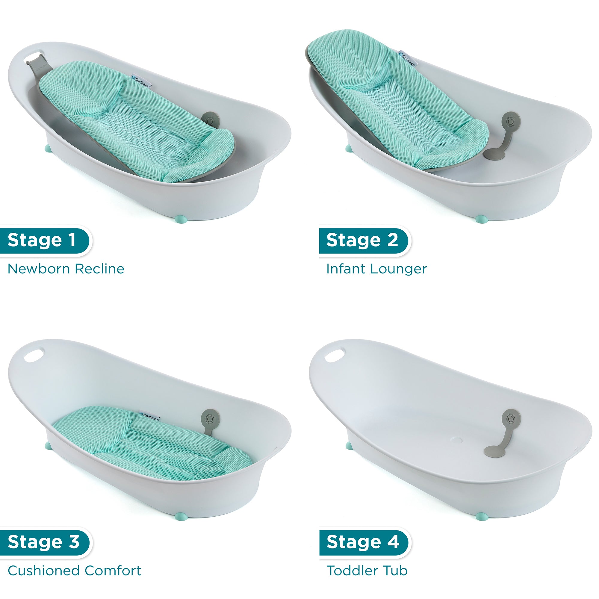 Contours Oasis 4-in-1 Comfort Cushion Baby BathTub for Newborn Support Open Box