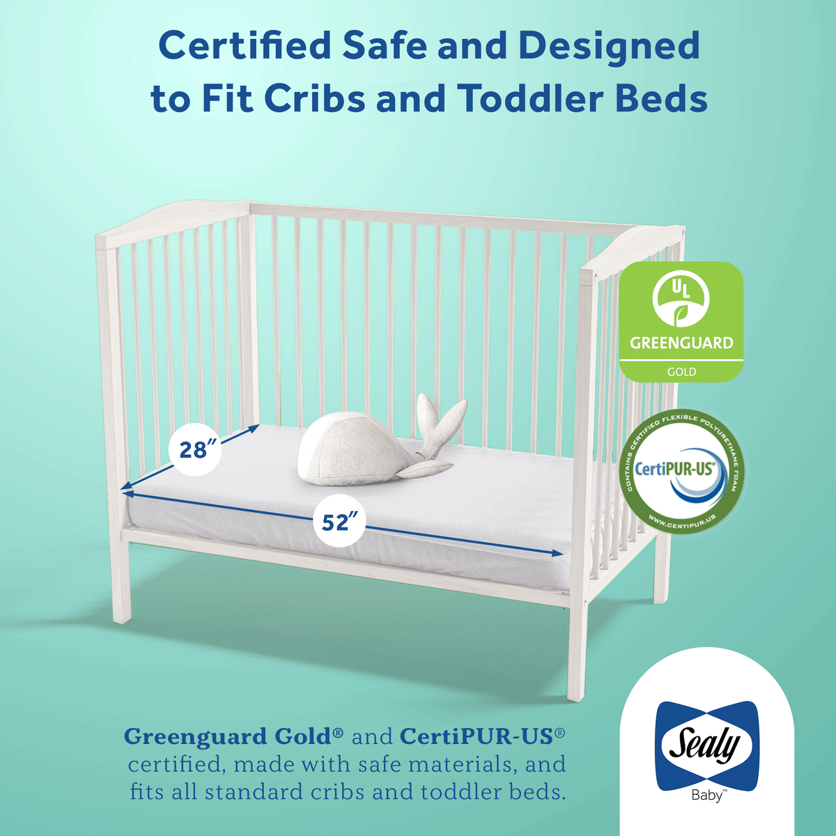 Sealy Baby 2 Stage Infant Crib Mattress Plus Toddler Bed Fit, (Open Box)