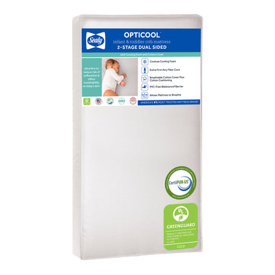 Sealy Baby 2 Stage Infant Crib Hybrid Mattress Plus Toddler Bed Fit, OptiCool