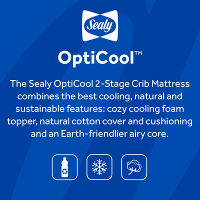 Sealy Baby 2 Stage Infant Crib Hybrid Mattress Plus Toddler Bed Fit, OptiCool