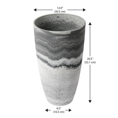 Algreen Acerra Curved Yard & Patio Vase Garden Planter 11.5" x 20", Marble(Used)