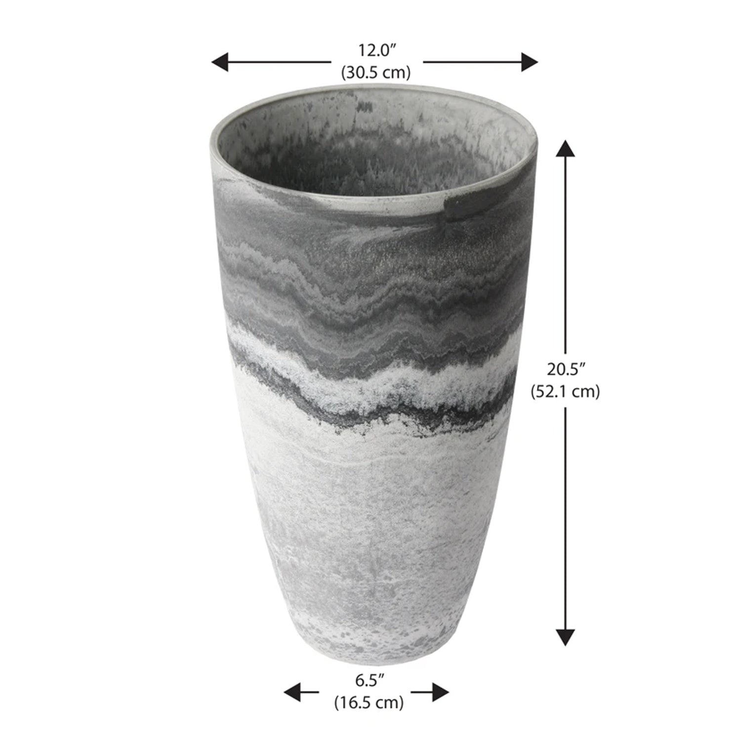 Algreen Acerra Curved Yard & Patio Vase Garden Planter 11.5" x 20", Marble(Used) - VMInnovations
