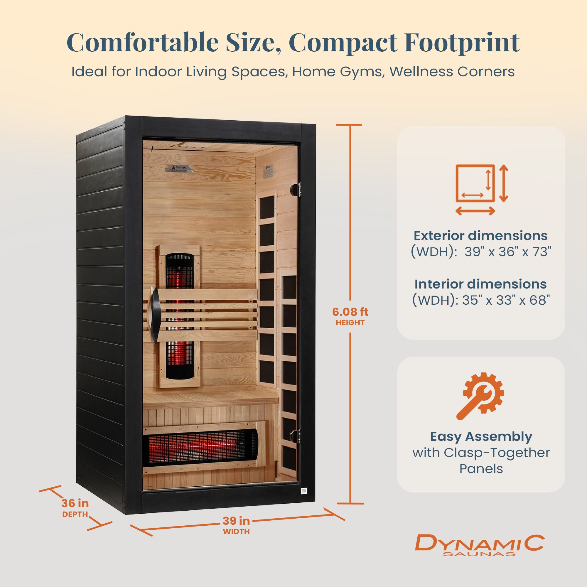Dynamic Saunas Santorini 1-2 Person Full Spectrum IR Sauna Lighting, Speakers - VMInnovations