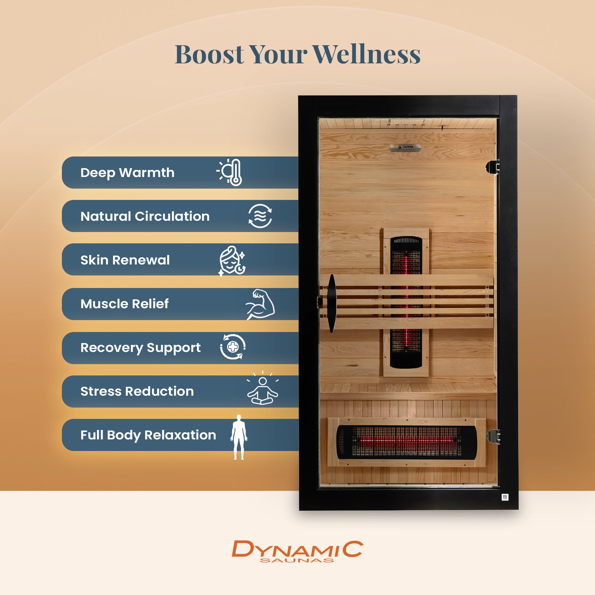 Dynamic Saunas Santorini 1-2 Person Full Spectrum IR Sauna Lighting, Speakers - VMInnovations