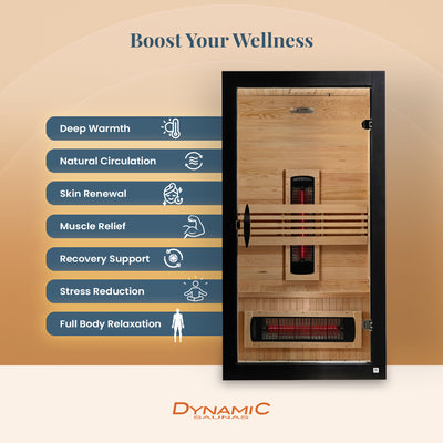 Dynamic Saunas Santorini 1-2 Person Full Spectrum IR Sauna Lighting, Speakers - VMInnovations