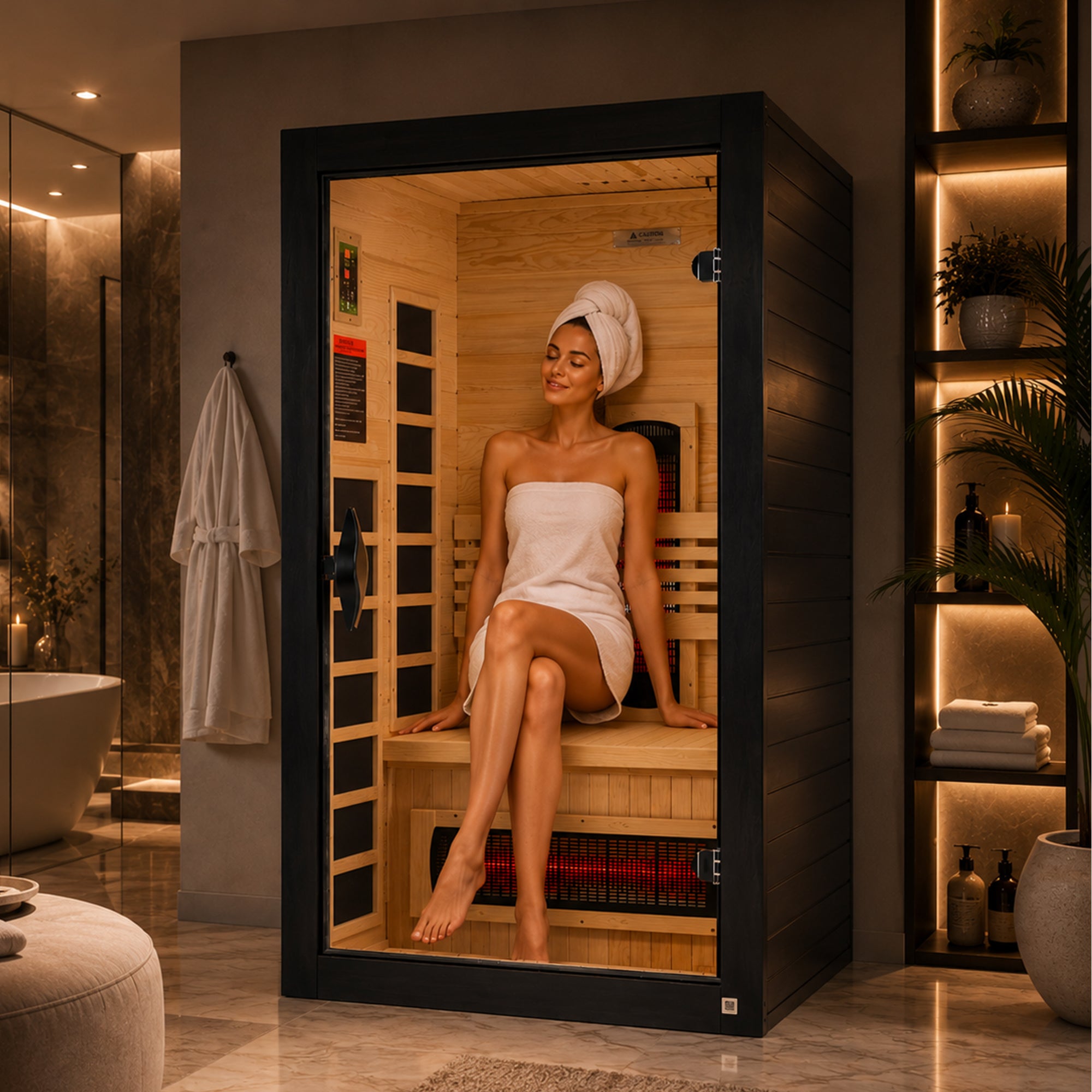Dynamic Saunas Santorini 1-2 Person Full Spectrum IR Sauna Lighting, Speakers - VMInnovations