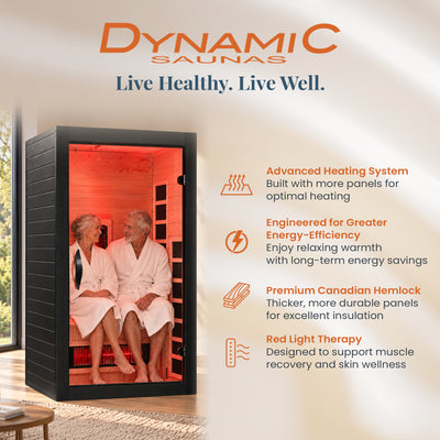 Dynamic Saunas Santorini 1-2 Person Full Spectrum IR Sauna Lighting, Speakers - VMInnovations
