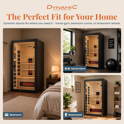 Dynamic Saunas Santorini 1-2 Person Full Spectrum IR Sauna Lighting, Speakers - VMInnovations