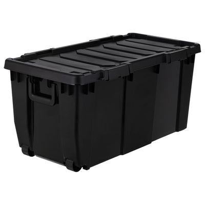 IRIS USA 32 Gallon Heavy Duty Rolling Storage Bins with Lids, Black, 2 Pack - VMInnovations