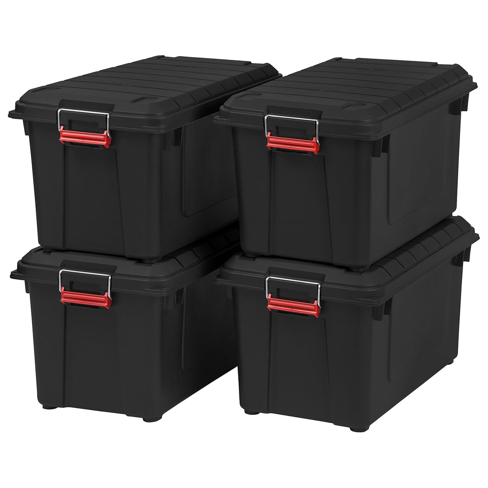 IRIS USA 21 Gal Store-It-All Plastic Storage Bins with Lids, Black/Black, 3 Pack - VMInnovations