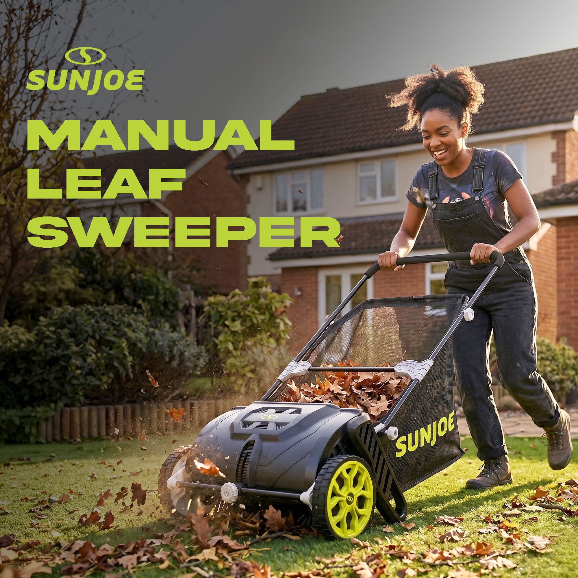 Sun Joe Manual Leaf Sweeper, Lightweight 21" Yard Lawn Tool with Collection Bag