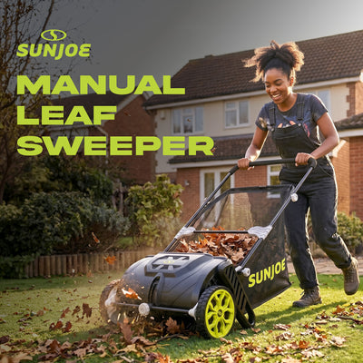 Sun Joe Manual Leaf Sweeper, Lightweight 21" Yard Lawn Tool with Collection Bag