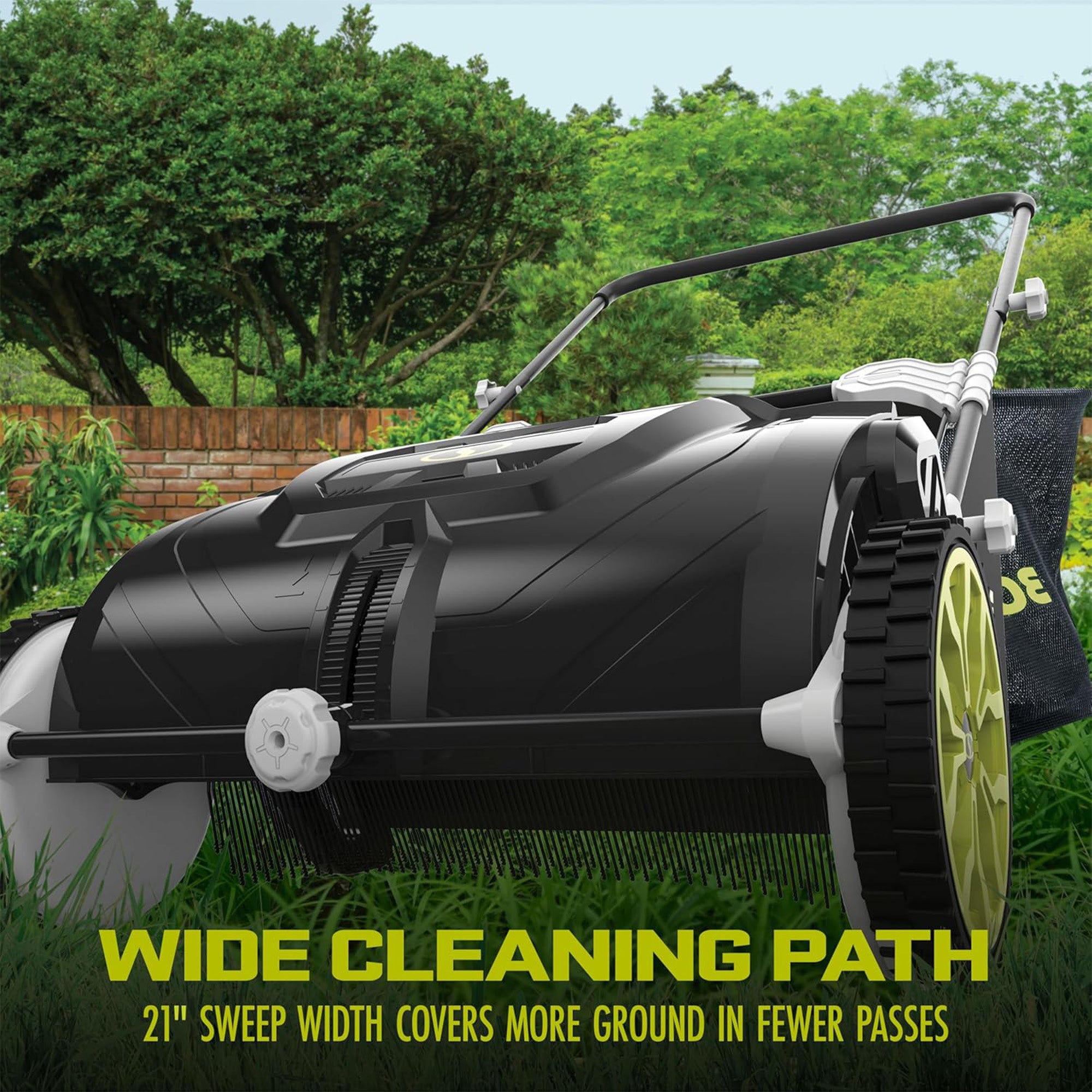Sun Joe Manual Leaf Sweeper, Lightweight 21" Yard Lawn Tool with Collection Bag (Open Box)