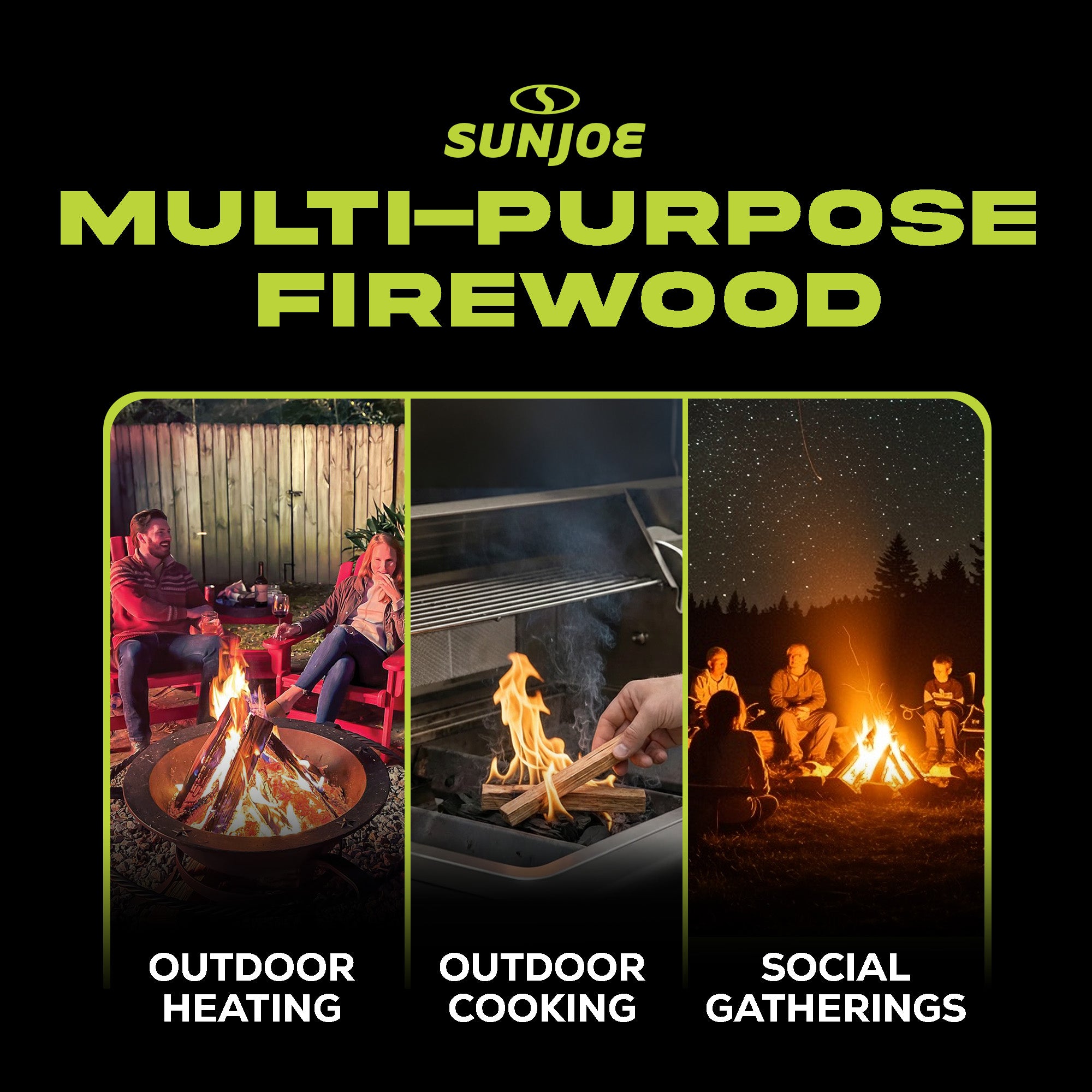 Sun Joe 16" Pine Aromatic Firewood, Natural Kiln-Dried for Fireplaces, 20 Logs - VMInnovations