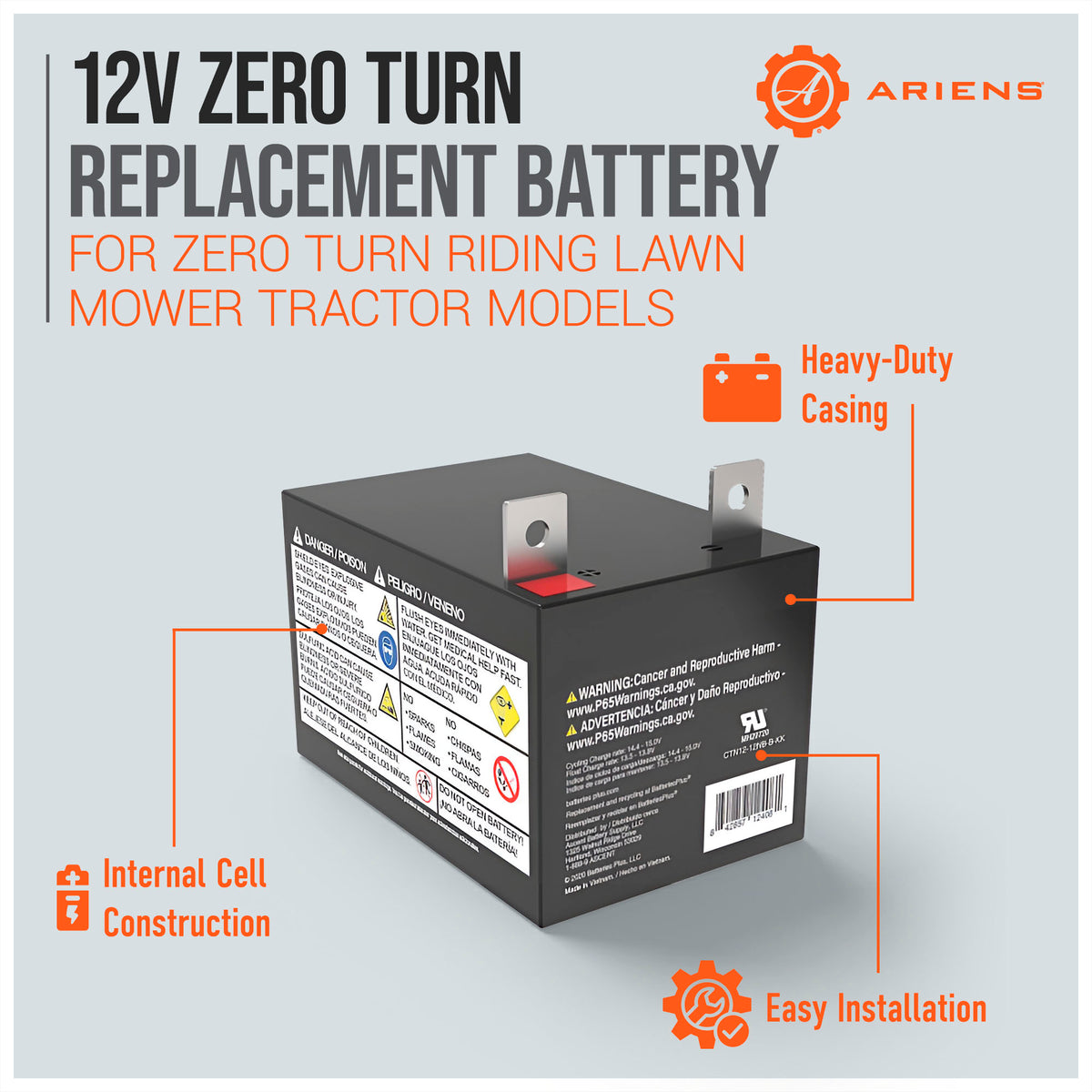 Ariens 12V Replacement Battery for Zero Turn Riding Lawn Mower Tractor(Open Box)