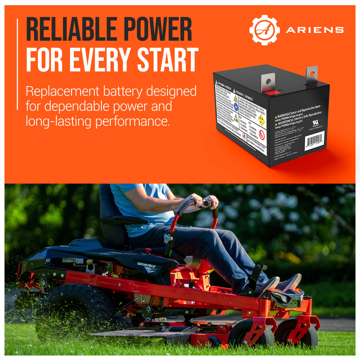 Ariens 12V Replacement Battery for Zero Turn Riding Lawn Mower Tractor(Open Box)