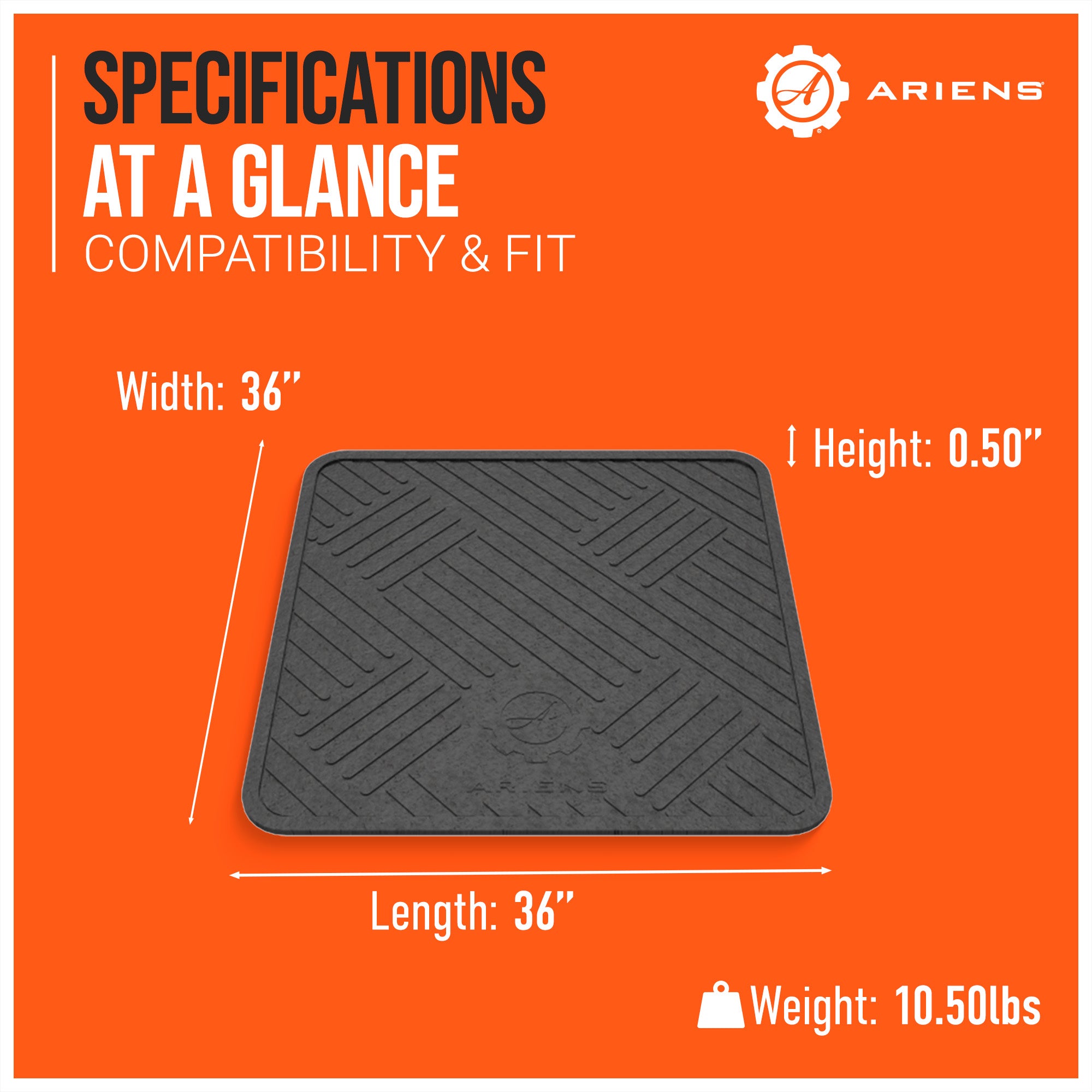 Ariens Heavy-Duty Protective Floor Mat, Non-Slip Snowblower Garage Mat, 36"x36" - VMInnovations