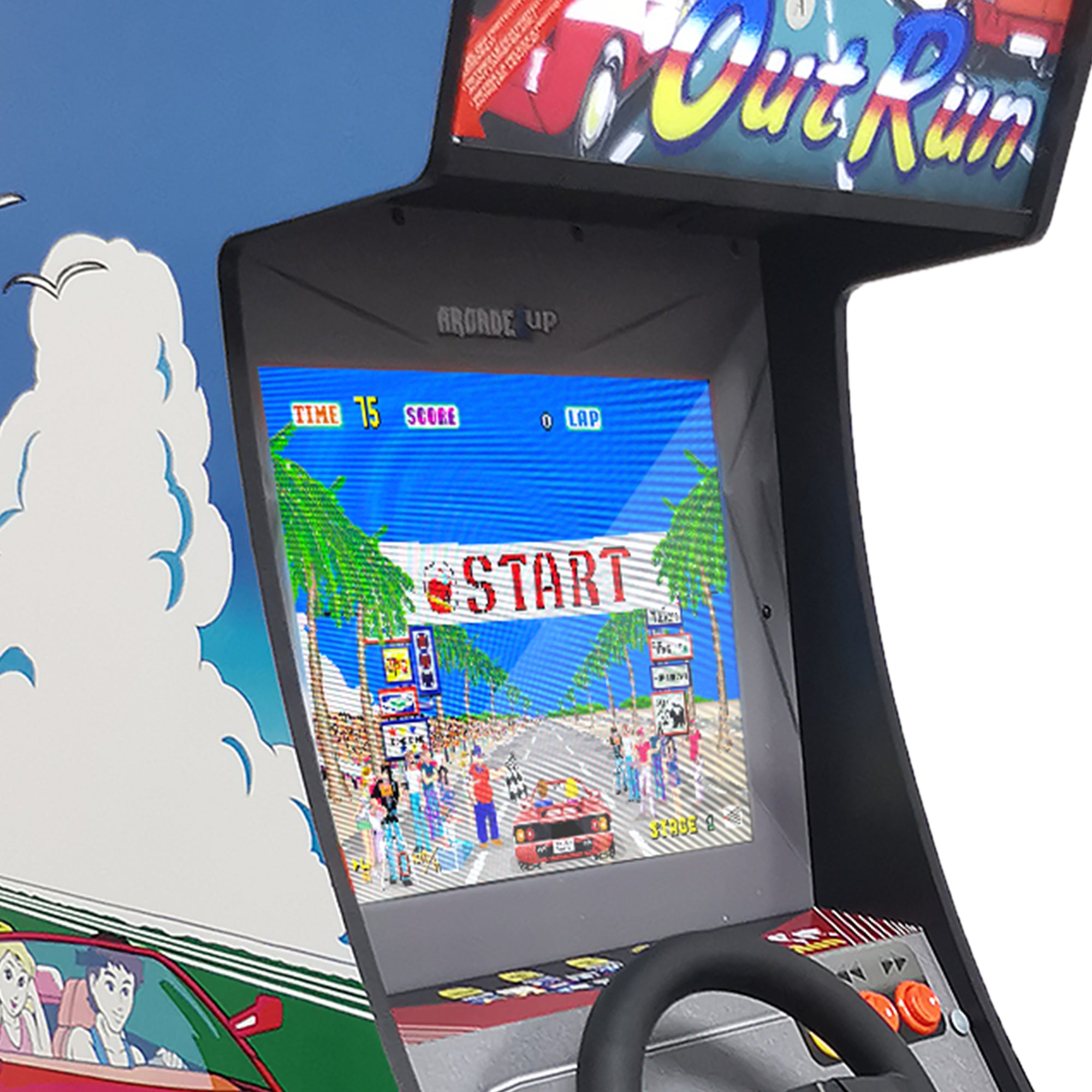 Arcade1Up Outrun Deluxe Arcade Machine with Steering Wheel, Gas and Brake Pedals