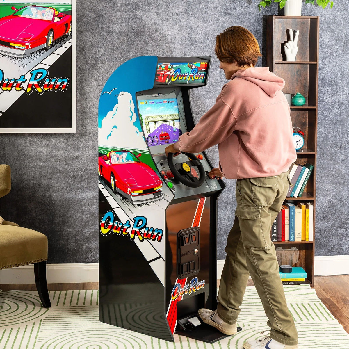 Arcade1Up Outrun Deluxe Arcade Machine with Steering Wheel, Gas and Brake Pedals