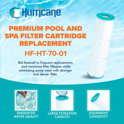 Hurricane HF-HT-70-01 Advanced Pool and Spa Filter Cartridge Replacement, White