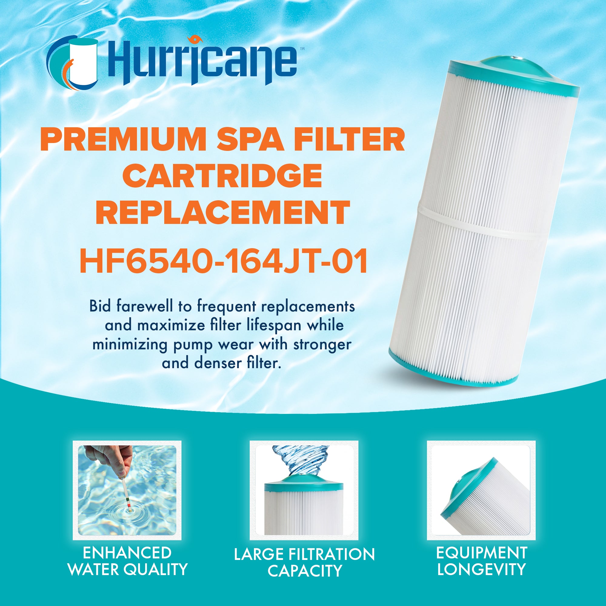 Hurricane Filters HF6540-164JT-01 Advanced 75 Sq Ft Spa Filter Replacement
