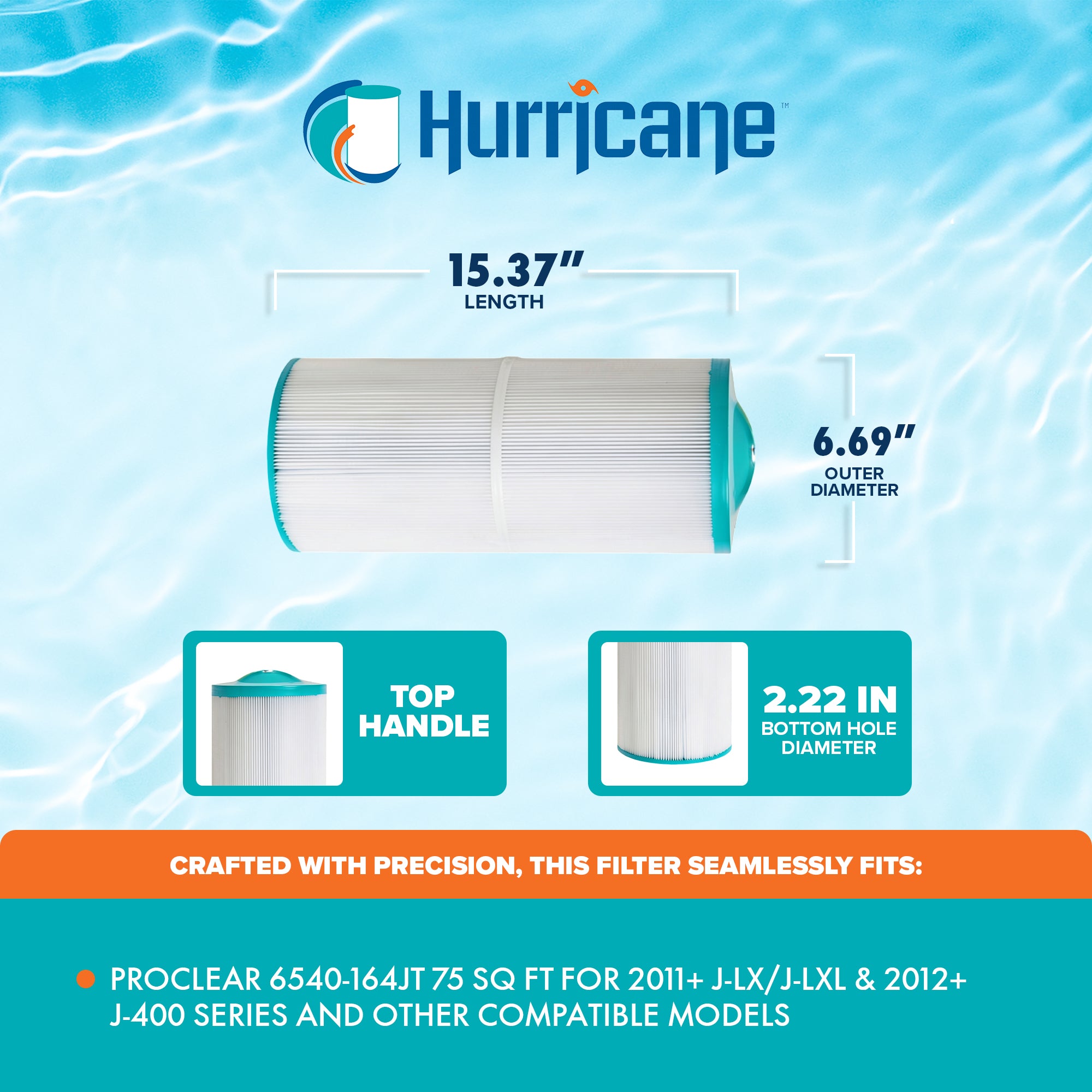 Hurricane Filters HF6540-164JT-01 Advanced 75 Sq Ft Spa Filter Replacement