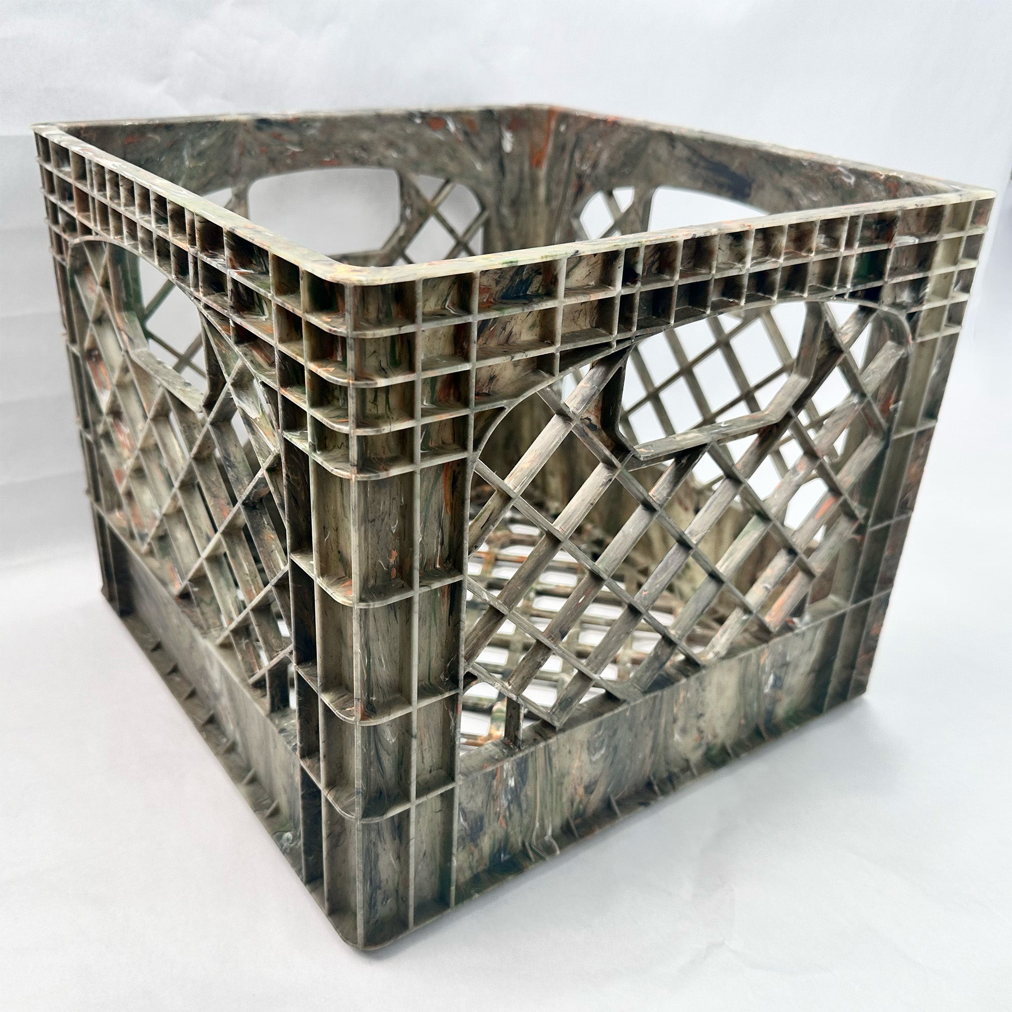 MIRAMAR Milk Crate, Stackable Plastic Storage with Handles, 16 Qt, Camo, 2 Pack