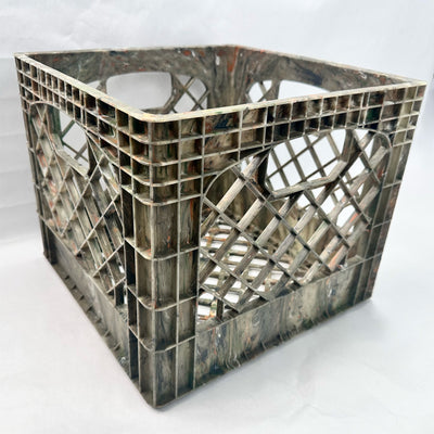 MIRAMAR Milk Crate, Stackable Plastic Storage with Handles, 16 Qt, Camo, 2 Pack