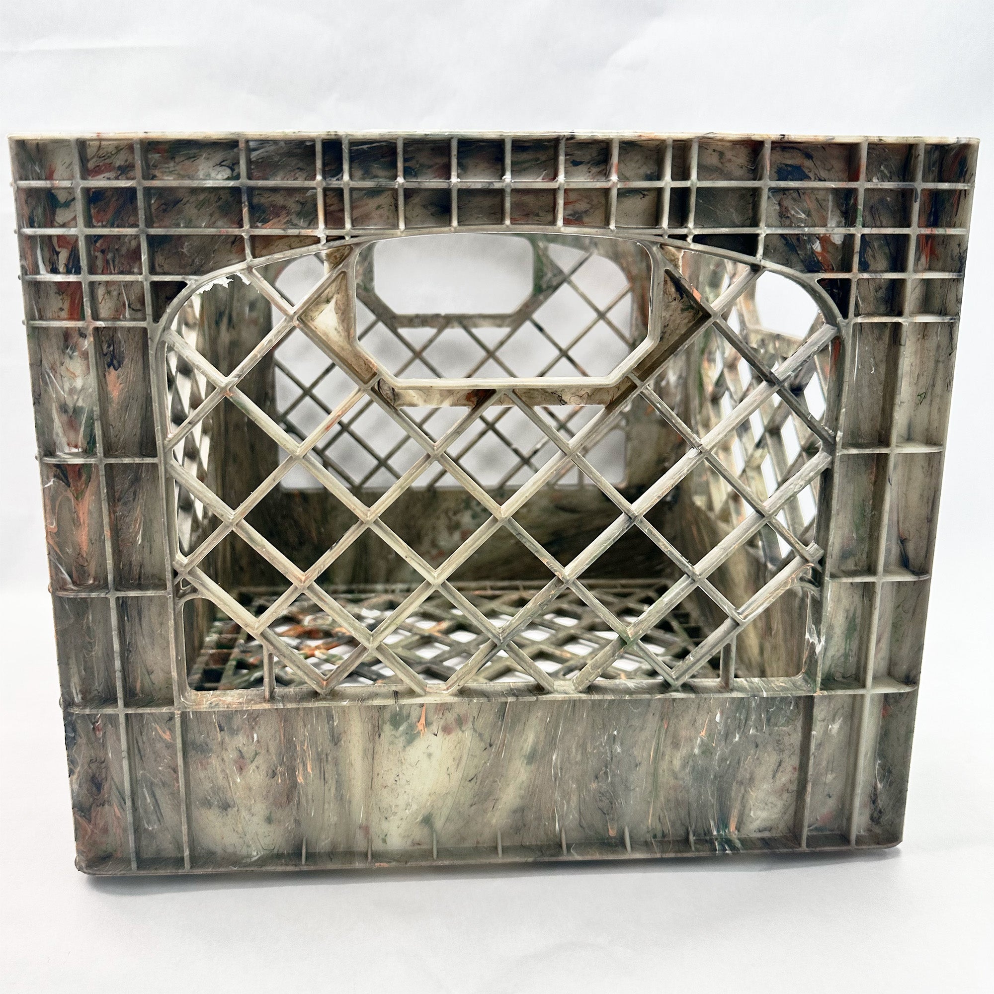 MIRAMAR Milk Crate, Stackable Plastic Storage with Handles, 16 Qt, Camo, 2 Pack